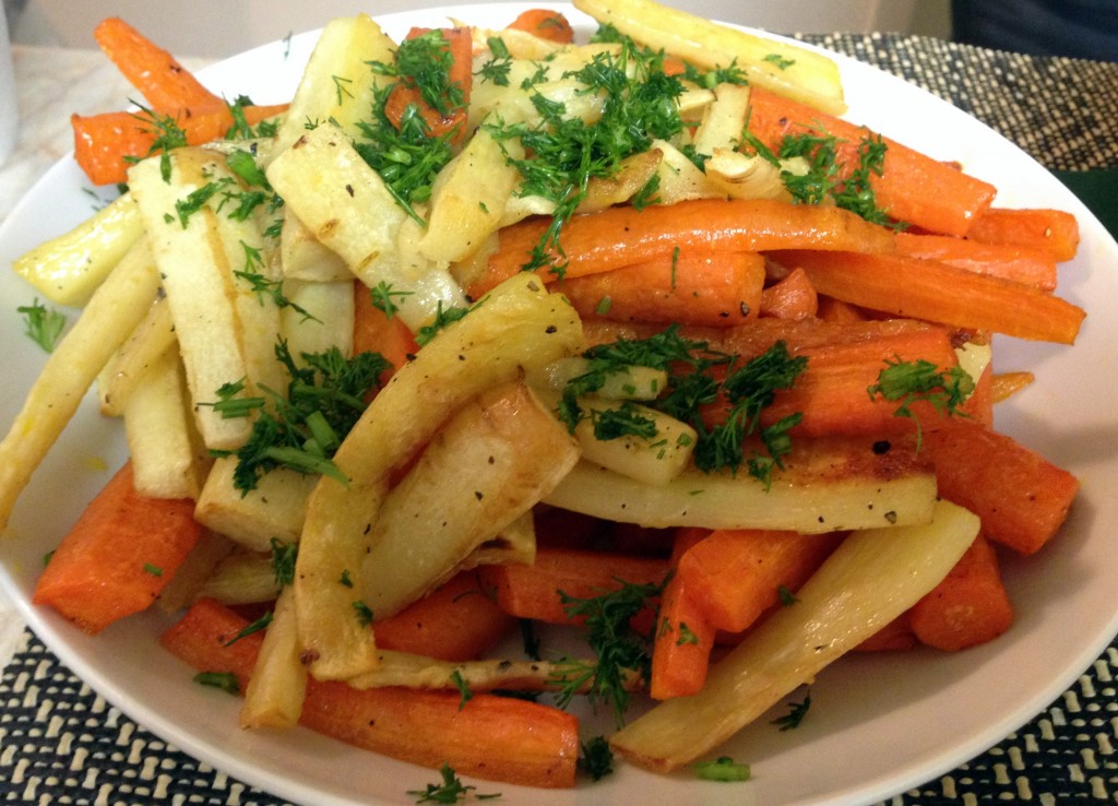 Roasted Carrots and Parsnips Recipe - Follow Guess Who's Cooking on Twitter @guesswhoscookin. low carb, gluten free, dairy free, paleo