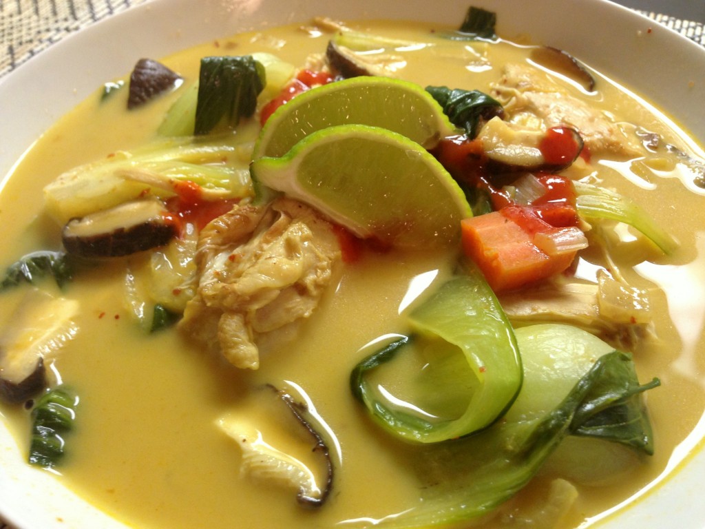 Thai Coconut Curry Chicken Soup - low carb, gluten free, dairy free. Follow GuessWhosCooking.com on Twitter @guesswhoscookin