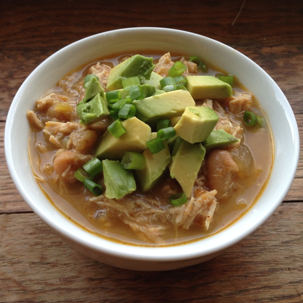 White Chicken Chili - Dairy-free, low-carb. guesswhoscooking.com