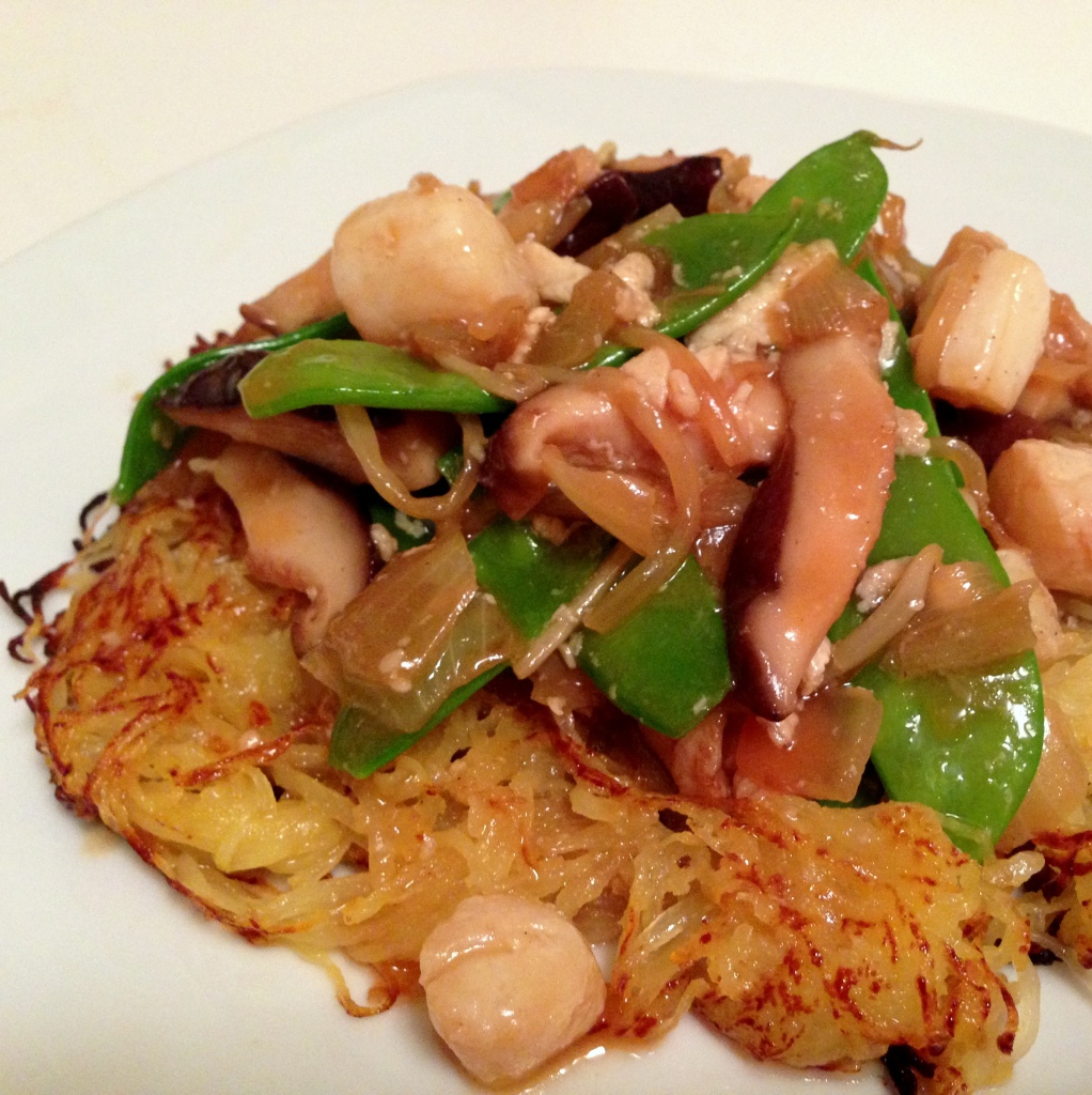 Pan-Fried "Noodles" with Vegetable Stir Fry