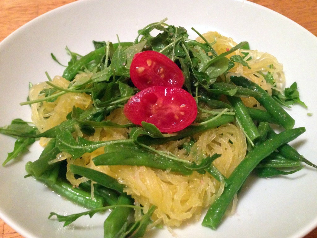 Spaghetti Squash with Truffle Oil. Guess Who's Cooking. Low carb, vegan, gluten free, dairy free, soy free.