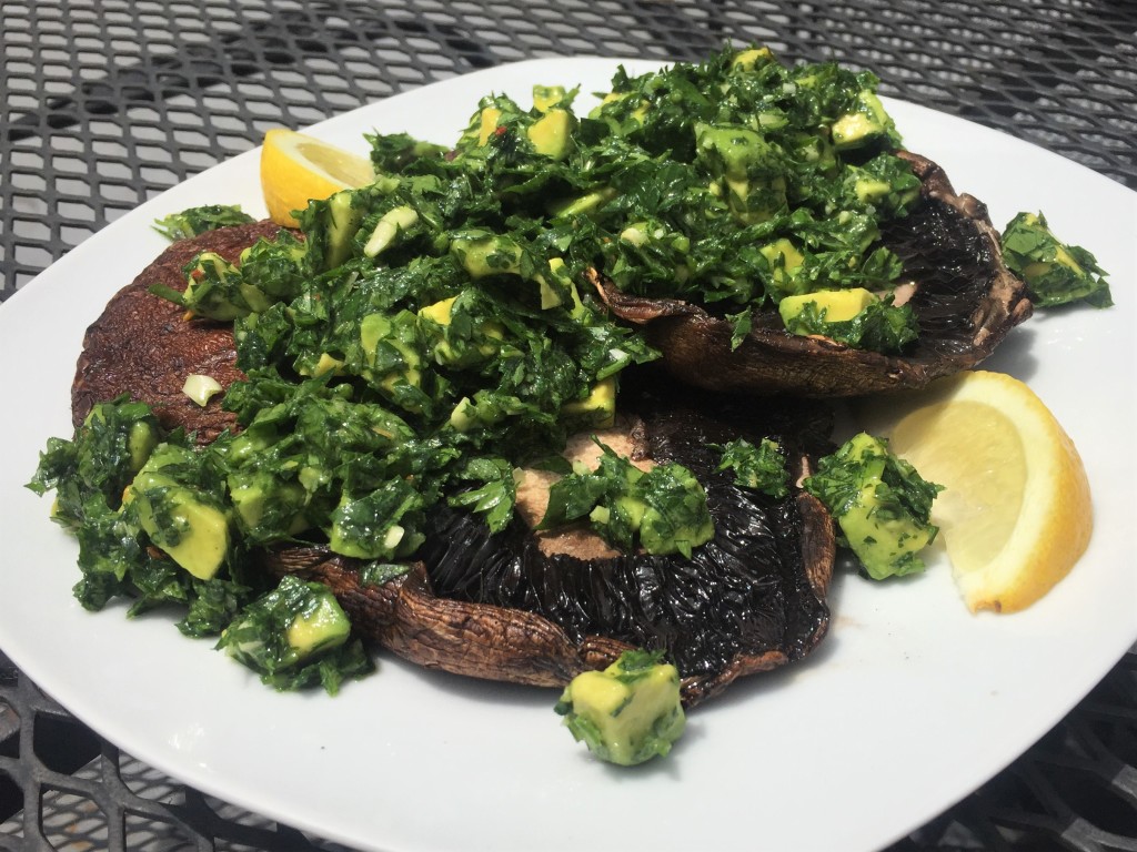 Portabello Steaks with Avocado Chimichurri | Healthy, easy, no added sugar, vegan, vegetarian, plant-based, gluten-free, dairy-free | Guess Who's Cooking
