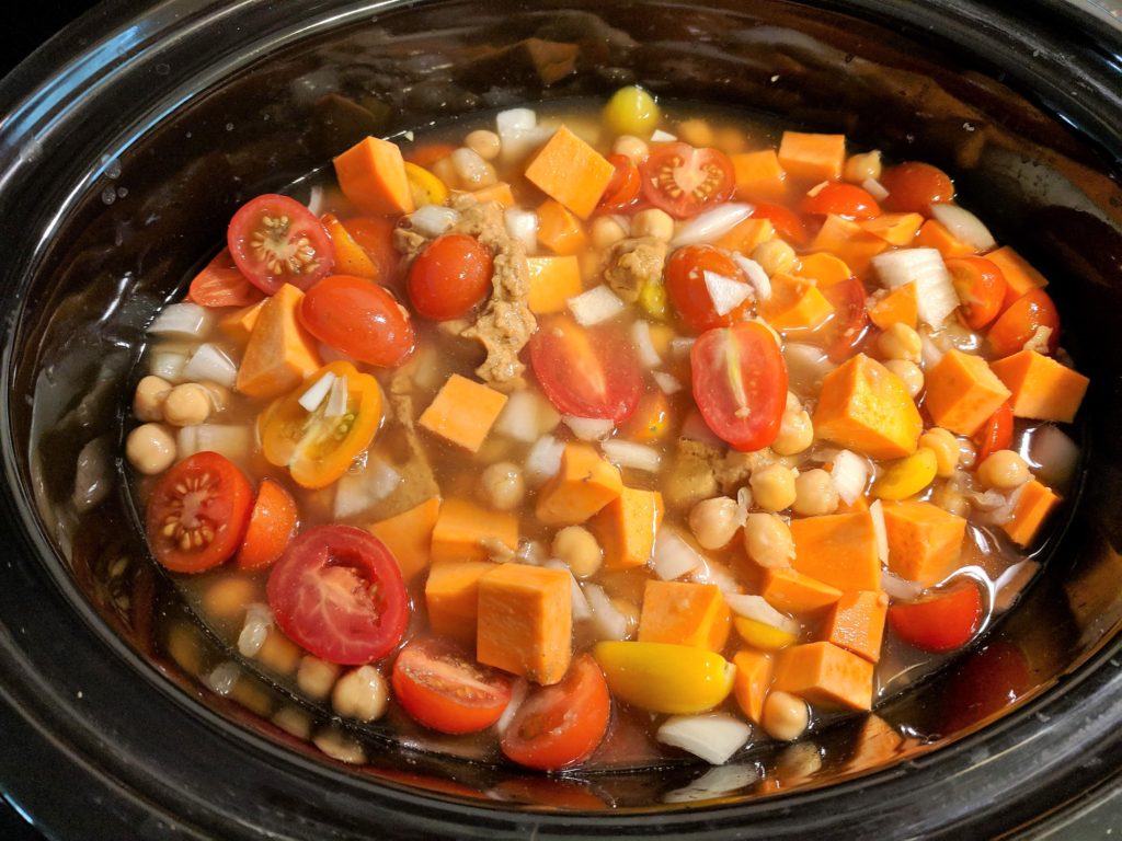African peanut stew image, uncooked in slow cooker